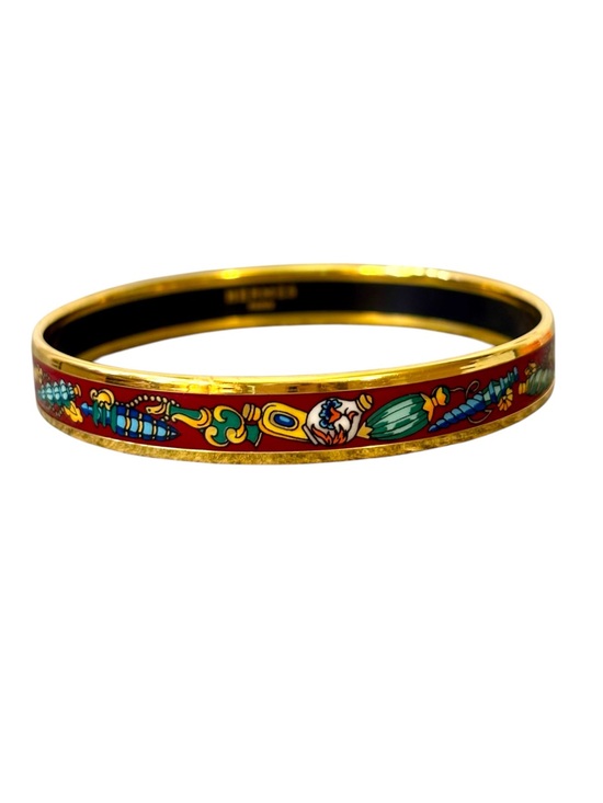 Hermes Jewelry - Hermès Qu’Importe le Flacon Enamel Bangle Size 65 Burgundy Gold Bracelet